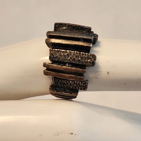 Blackened Sterling Silver Bruralist Textured Ring - Picture 1 of 7